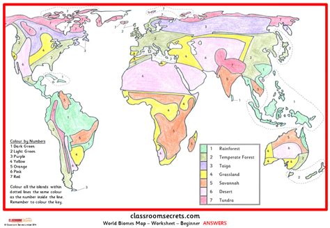 world biome map coloring worksheet answer key
